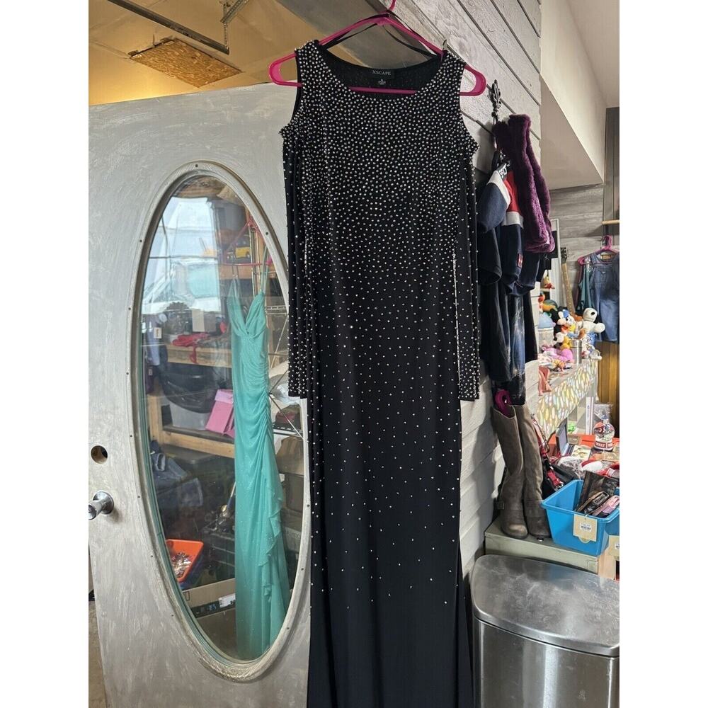Black Beaded Xscape Dress Size 6